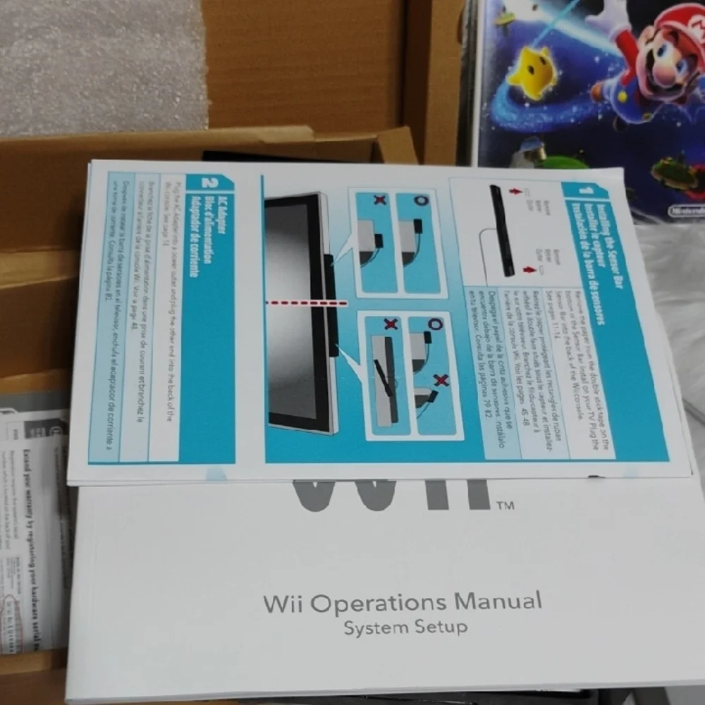 Nintendo Wii Black Super Mario Bros. Galaxy & 1 Controller Works Perfectly